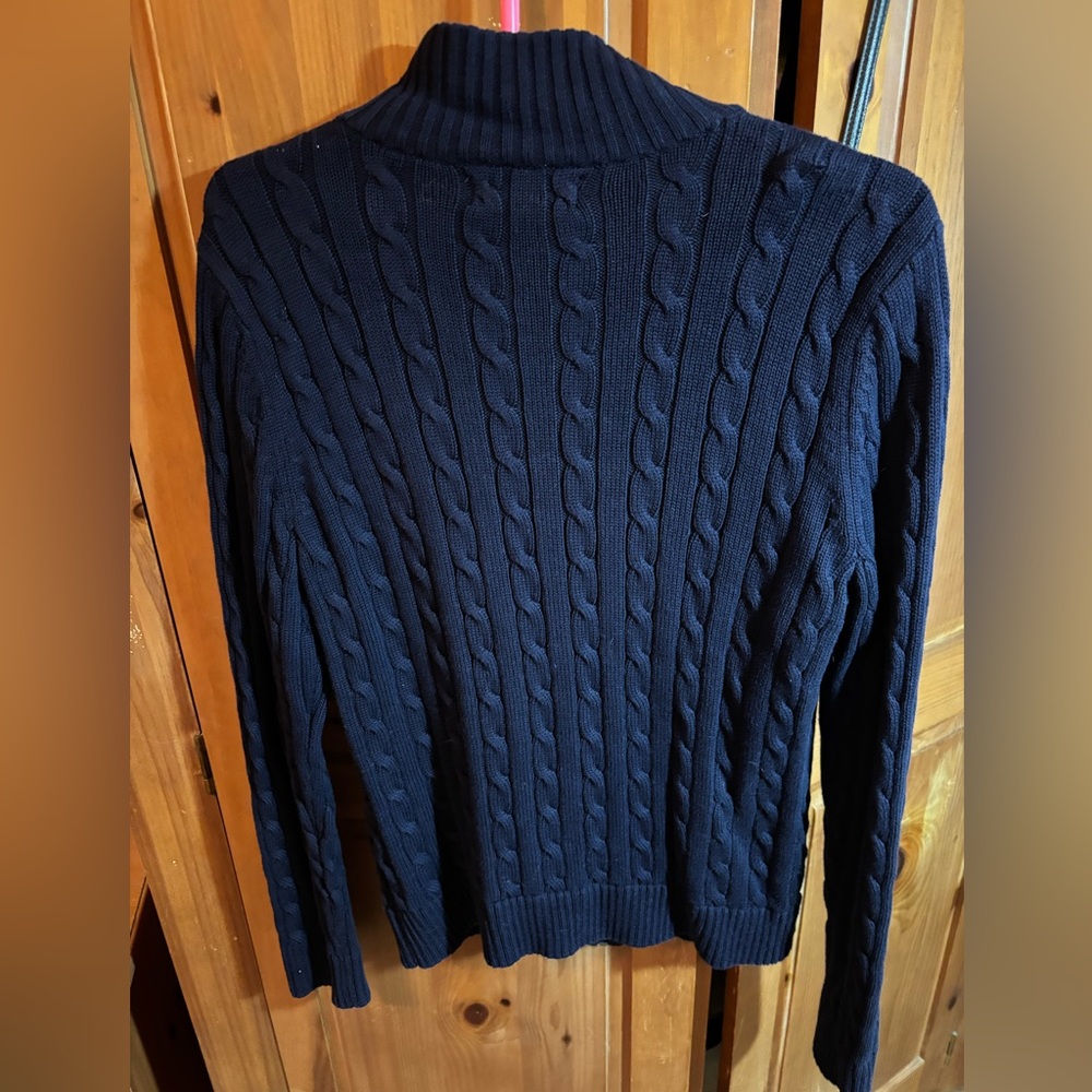 Ralph Lauren Navy Cardigan with Cream Collar - Picture 4 of 5